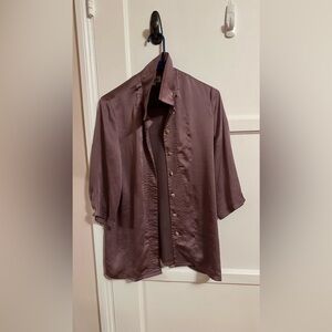 Purple 3/4 Sleeve Front Button Shirt